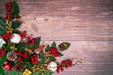 圣诞季节背景和新年的木材返春节快乐装饰问候语风格假期庆典乐趣花圈丝带装饰品松树图片