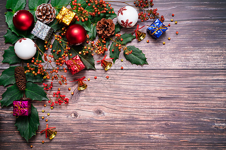 圣诞季节背景和新年的木材返春节快乐魔法礼物风格假期庆典松树乐趣火花卡片问候语背景