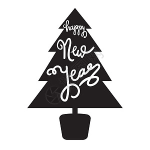 圣诞节字体新年快乐礼物横幅贴纸庆典插图标题季节书法刻字卡片背景