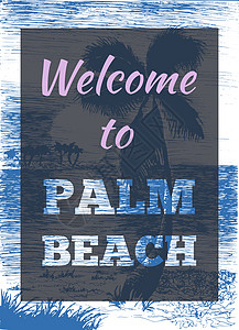 热带夏季棕榈柱异国横幅海滩太阳天堂日落叶子丛林海报球座图片