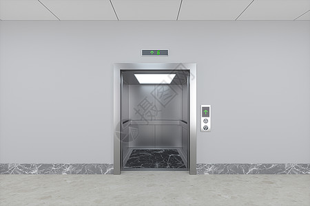 走廊的电梯 3D翻接房间门厅运输建筑反射地面控制板插图商业机器图片