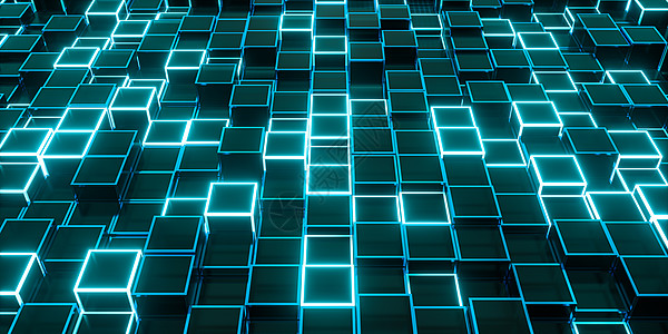 发光立方体块玻璃材质3d 渲染商业科学小说科幻区块链网格盒子立方体辉光飞机图片