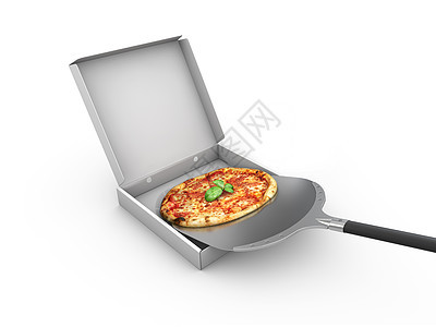 3个披萨插图 在纸板盒 比萨快递 比萨菜单盒子金属美食小吃面团送货木板午餐食物包装图片