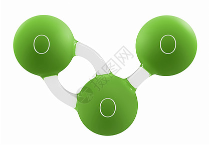 3d 绿色臭氧分子在惠特上分离的插图图片
