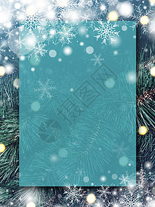 带雪花的空白透明板圣诞背景设计图片