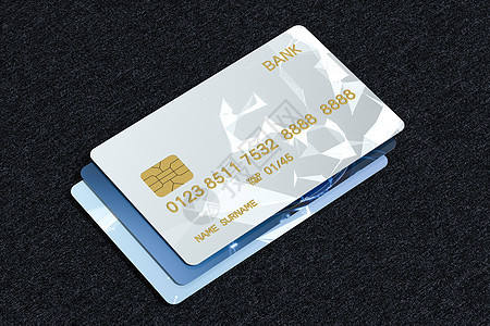 黑背景的银行卡片 3D文件货币经济渲染工资投资交易销售收益商业财富图片