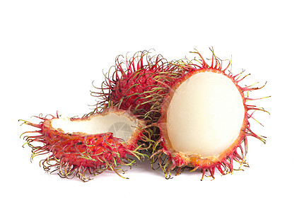 Rambutan 一个白色的隔离带剪切路径图片