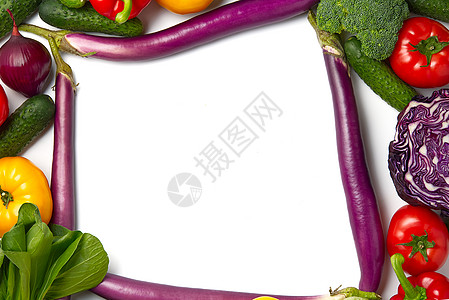 蔬菜边框素材一张空白的纸躺在一个蔬菜布局上 里面有不同种类的蔬菜 小样 五颜六色的新鲜蔬菜食物背景边框 家庭厨房 素食嘲笑木头农民桌子生产水背景