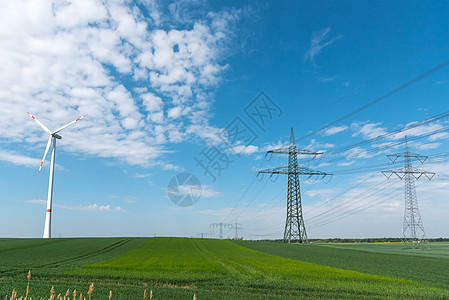 电线和风力涡轮机接线资源传播环境电力线力量技术电缆植物能源图片