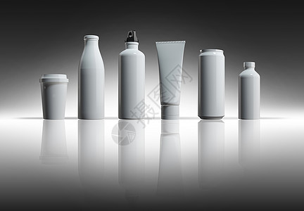白色瓶子和罐头的3D翻版图片