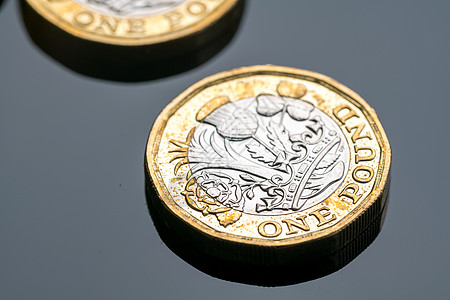 在演播室里 新的英国一磅硬币经济银行白色商业金融财富现金银行业帐户投资者图片