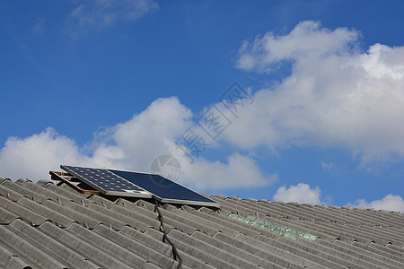太阳能或太阳能电池房子环境发电机蓝色面板太阳车站创新细胞马具图片