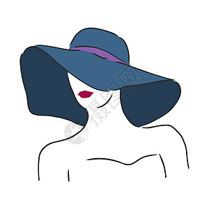 矢量帽子戴着优雅帽子的美丽女人的剪影 向量 戴着帽子的漂亮女孩 矢量素描图嘴唇女性女孩头发黑色绘画魅力配件白色卡通片背景
