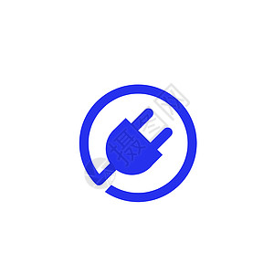 白色背景上的插头图标 电力导体为电气设备供电插座电压技术工厂出口网络按钮插图收费活力图片