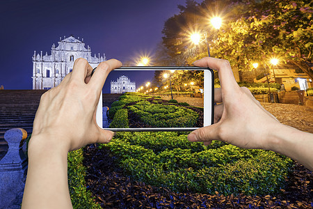 在马玛圣保罗之墓里 手机智能手机上拍照图片