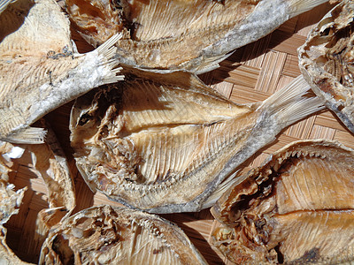 具有自然背景的咸鱼干燥过程 生鱼 印度尼西亚语 爪哇语 称为 ikan balur 它是印度尼西亚传统的著名配菜薯条健康饮食营养图片