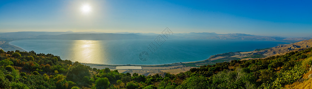 加利利海的全景支撑地标蓝色旅游场地海岸太阳土地高度动力图片