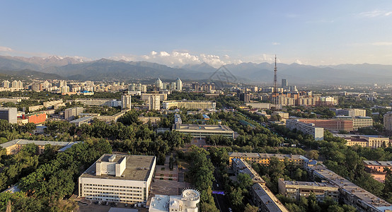 城市景观图阿拉木图航空视图景观天际山脉国家公寓旅行季节场景联合体风景背景