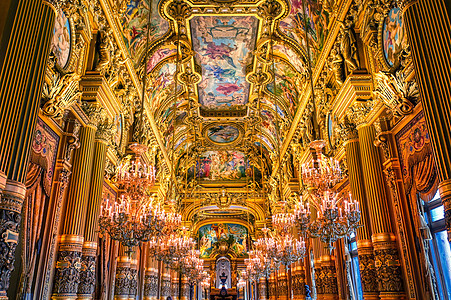 法国巴黎加尼耶宫地标门厅宫殿旅行国家歌剧歌剧院建筑历史性艺术图片