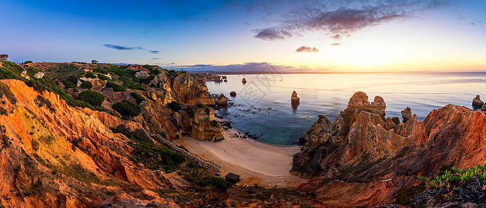 葡萄牙Algarve的Camilo海滩海浪海洋旅行海景假期支撑天空海岸海岸线岩石图片