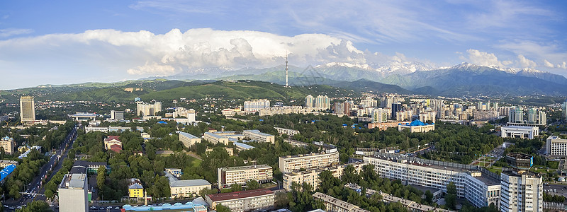 城市景观图阿拉木图全景空中观察背景