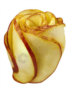 苹果切片扭曲成玫瑰形状食物小吃营养白色小路剪裁饮食水果图片
