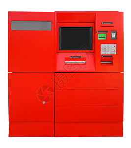 ATM银行 现金机红色屏幕按钮键盘信用展示银行业机器商业帐户卡片图片