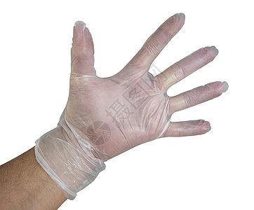 男子手戴塑料手套衣服工作服身体卫生科学家医生剪裁技术小路手臂图片