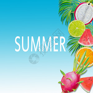 暑假画果水果时间乐趣食物派对广告环境蓝色明信片销售图片