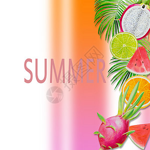 暑假画果食物插图购物广告海滩明信片热带西瓜乐趣商业图片