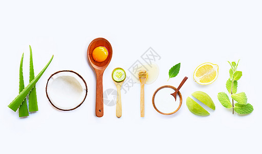 用于自制皮肤护理的天然成分植物凝胶食物保健薄荷叶化妆品柠檬叶子黄瓜治疗图片