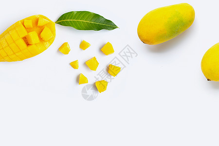 热带水果 白底芒果玻璃饮食叶子甜点艺术营养美食蔬菜沙拉果汁图片