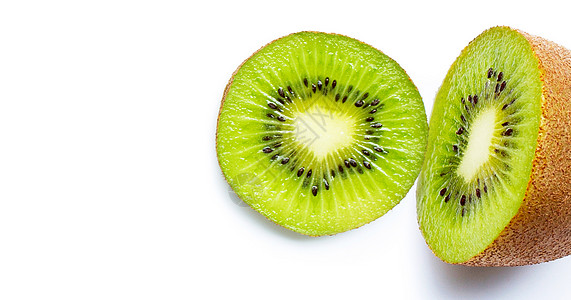 猕猴桃片上白色孤立绿色情调奇异果热带食物饮食团体营养异国小吃图片