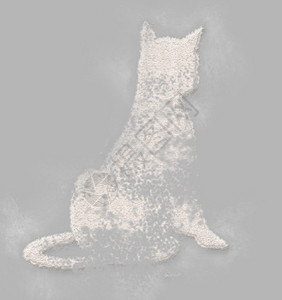 猫咪插图计算机绘图艺术画笔草图水墨画线条白色轮廓图片