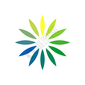 叶子矢量素材五颜六色的太阳花标志模板插图设计 矢量 EPS 10互联网保养美容风格圆圈植物向日葵装饰办公室技术背景