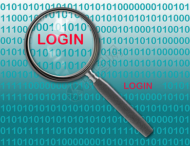 登录时放大镜的特写电脑安全密码身份犯罪黑客网络背景图片