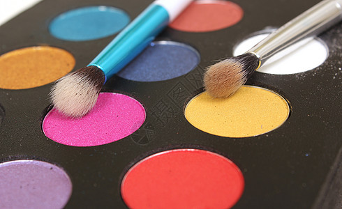 色彩多彩的化妆品色调色板眼睛粉末产品成套艺术工具皮肤颜料口红艺术家图片