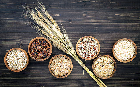 各种天然有机谷物和整粒木质b种子营养食物收成制粒麦麸宏观纤维薄片糖类健康饮食图片
