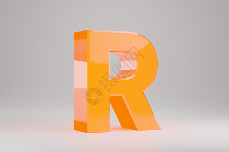 霓虹灯 3d 字母 R 大写 孤立在白色背景上的黄色霓虹灯字母  3d 呈现的字体字符图片
