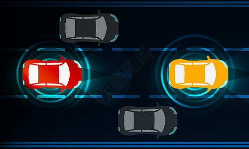 驾驶员辅助系统的自主汽车概念图片