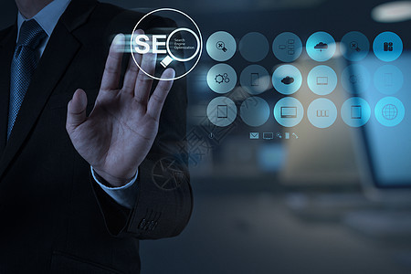 显示搜索引擎优化 SE 的商务人士手社会战略博客引擎电脑广告营销商务教育商业图片
