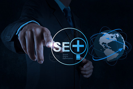 显示搜索引擎优化 SE 的商务人士手引擎博客互联网数字网络技术社会教育战略商务图片