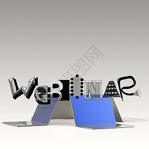 设计WEBINAR和膝上型3D计算机概念图片