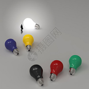 灯泡 3d 想法图作为成功概念图片