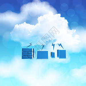 作为让步的蓝天背景上的 3d 云计算图图标服务网络商业基础设施技术界面流程图互联网笔记本教育白色的高清图片素材