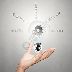 展示创造性商业战略 把灯泡当作一个骗局方法齿轮顾问工作智力报告统计创新生长营销图片