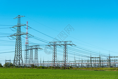 发射塔和中继站技术环境开关接线活力紧张电压电气危险网格背景图片