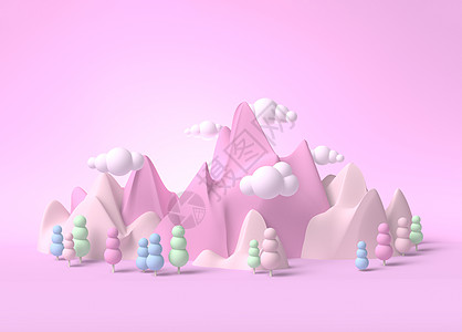 粉色云童年软梦奇幻世界风景3童年世界风景棉花土地粉色创造力卡通片山脉冰淇淋背景