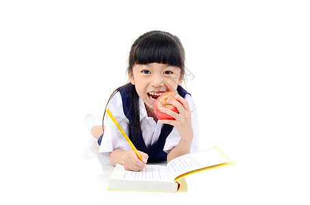 亚洲女学生回到学校瞳孔孩子教育青少年女孩工作室女性铅笔女儿童年图片