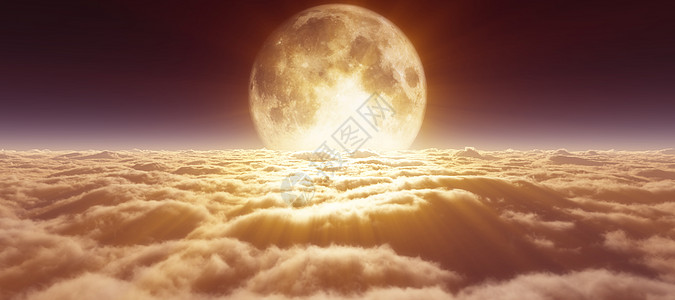 满月云上方插图天文学飞机旅行航班天空动画月亮天堂蓝色动画片图片